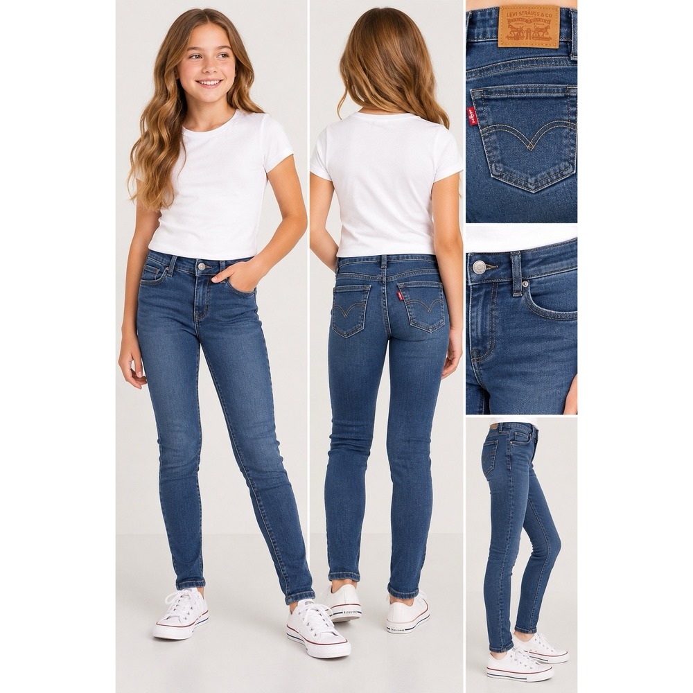 Levi’s 710 Super Skinny Girls Jeans Size 14 Regular Blue Stretch Denim